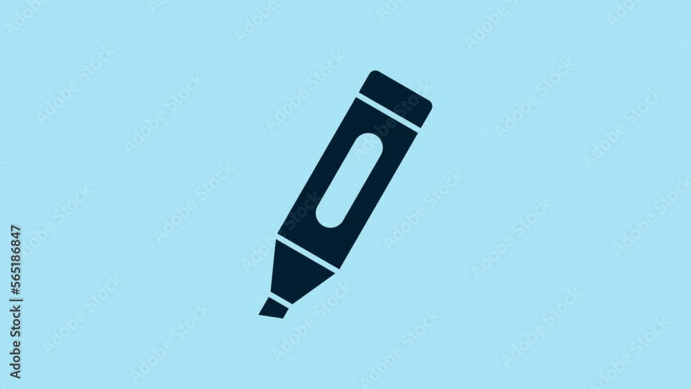 Blue Marker pen icon isolated on blue background. 4K Video motion graphic animation Blue Marker pen icon isolated on blue background. 4K Video motion graphic animation