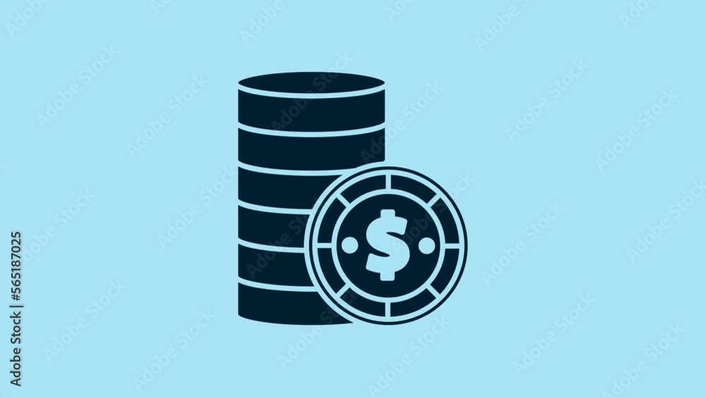 Blue Casino chip with dollar symbol icon isolated on blue background. Casino gambling. 4K Video motion graphic animation Blue Casino chip with dollar symbol icon isolated on blue background. Casino gambling. 4K Video motion graphic animation
