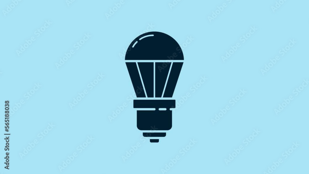 Blue LED light bulb icon isolated on blue background. Economical LED illuminated lightbulb. Save energy lamp. 4K Video motion graphic animation Blue LED light bulb icon isolated on blue background. Economical LED illuminated lightbulb. Save energy lamp. 4K Video motion graphic animation