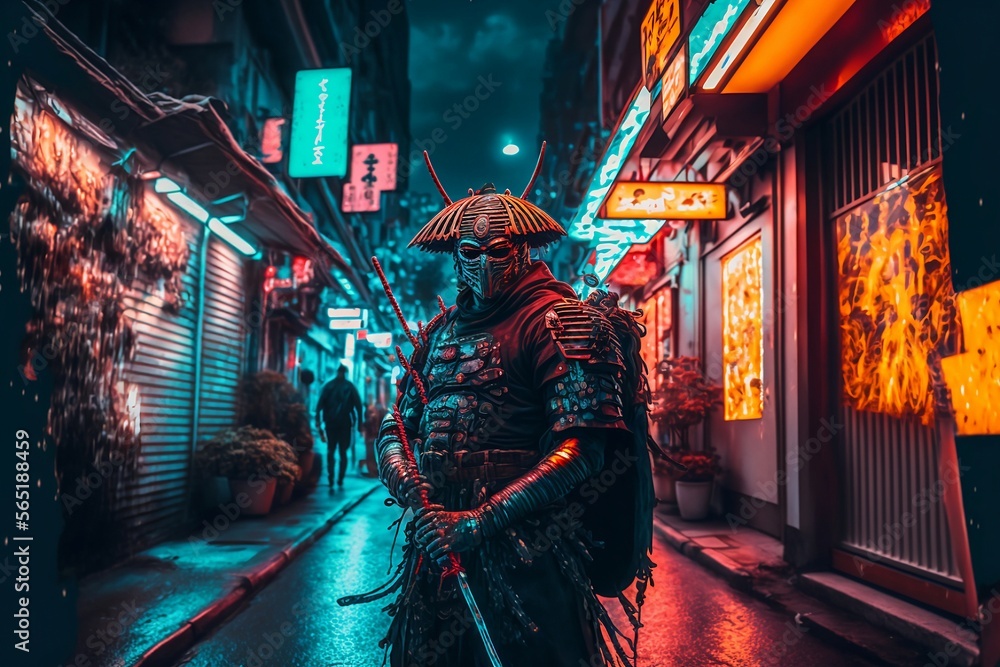 cyberpunk samurai made by generative ai
