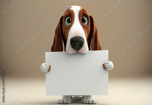 Cute Basset Hound Holding a...
