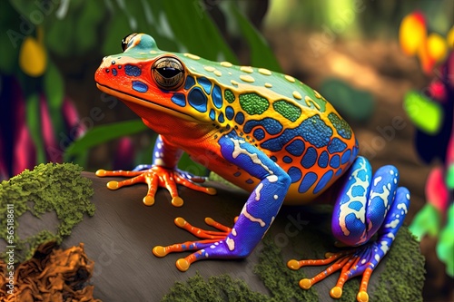 Obraz na plátne a brilliantly hued Amazonian frog Generative AI