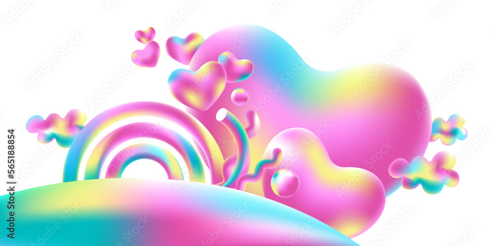 Fantasy rainbow land. Sweet love banner. Vector illustration Fantasy rainbow land. Sweet love banner. Vector illustration