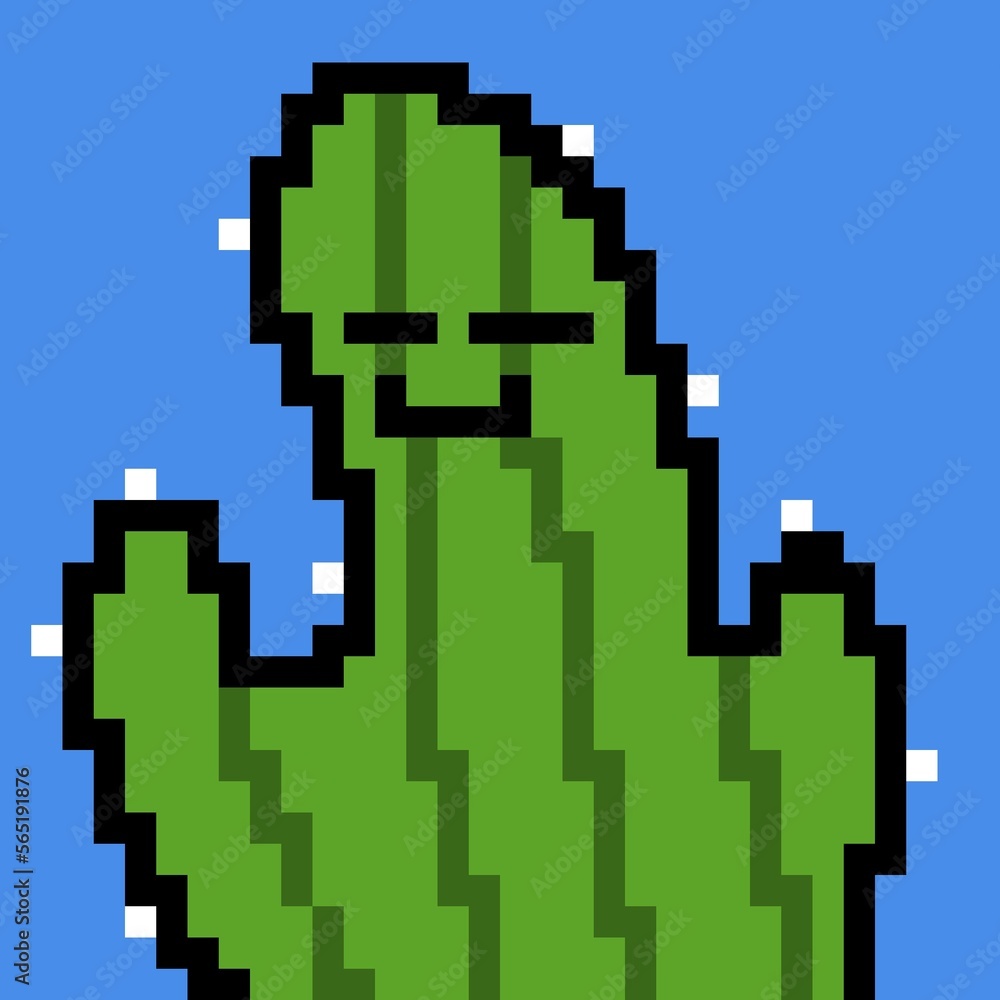 pixel art of a cactus with a tree