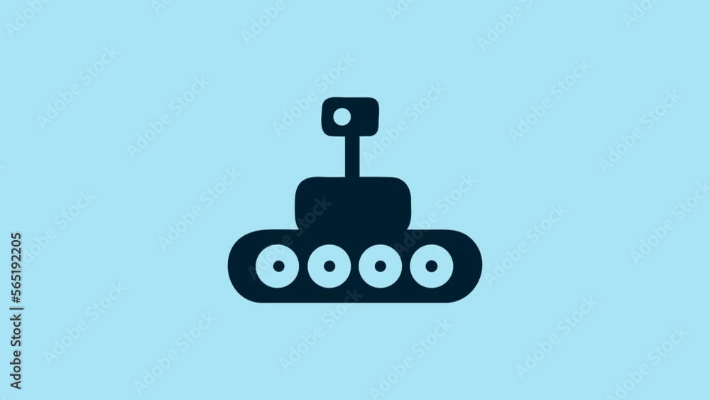 Blue Mars rover icon isolated on blue background. Space rover. Moonwalker sign. Apparatus for studying planets surface. 4K Video motion graphic animation Blue Mars rover icon isolated on blue background. Space rover. Moonwalker sign. Apparatus for studying planets surface. 4K Video motion graphic animation