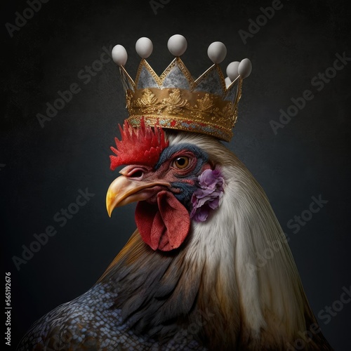 Wallpaper Mural King Rooster, AI Generated Image of a Chicken Wearing a Crown