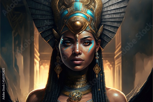 Egyptian Goddess Isis, AI Generated Image of Isis in Afrofuturistic Style photo