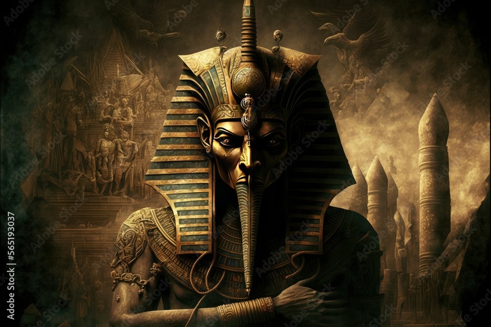 Ai Generated Image Of Egyptian God Amun Ra Ancient Egyptian Deity Ra With Pyramid Stock