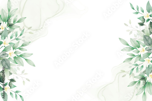 Beautiful Watercolor green Leaves Background 