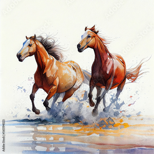 Horses galloping at the beach