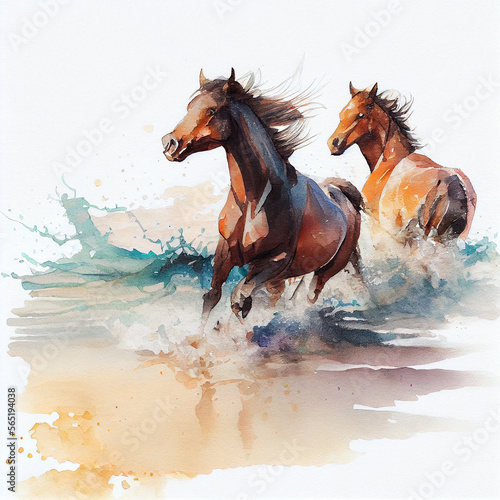 Horses galloping at the beach