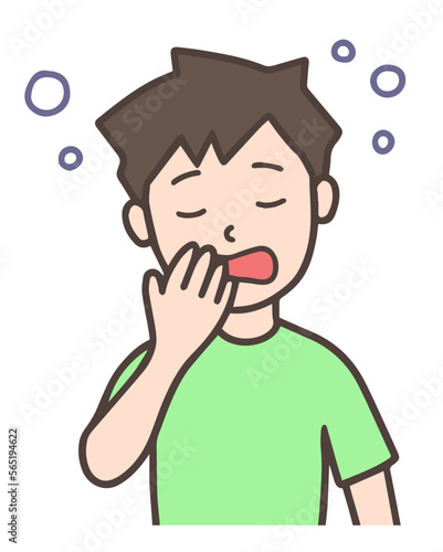 眠くてあくびをする男性、睡眠不足