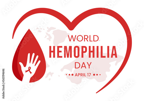World Hemophilia Day on April 17 Illustration with Red Bleeding Blood for Web Banner or Landing Page in Flat Cartoon Hand Drawn Templates