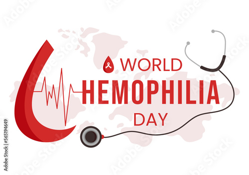 World Hemophilia Day on April 17 Illustration with Red Bleeding Blood for Web Banner or Landing Page in Flat Cartoon Hand Drawn Templates