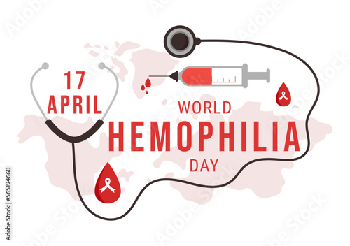 World Hemophilia Day on April 17 Illustration with Red Bleeding Blood for Web Banner or Landing Page in Flat Cartoon Hand Drawn Templates