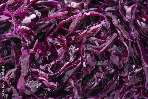 Tasty red cabbage sauerkraut as background, closeup
