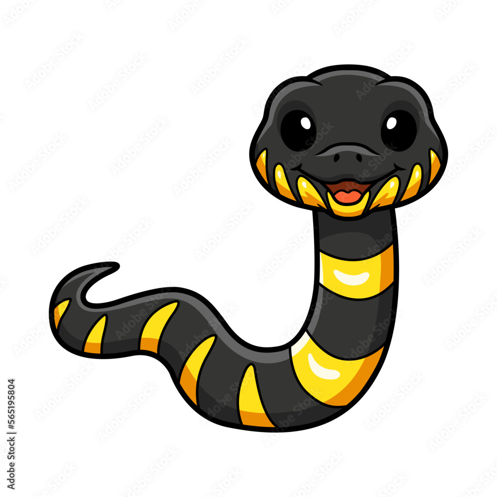 Fototapeta premium Cute happy mangrove snake cartoon