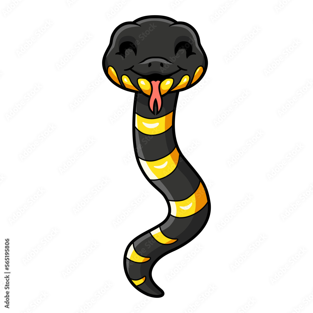Fototapeta premium Cute happy mangrove snake cartoon