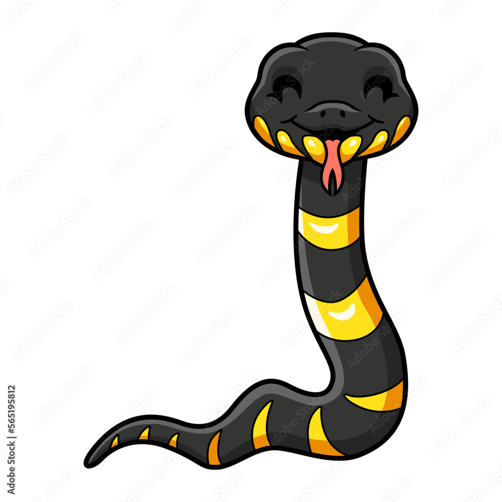 Fototapeta premium Cute happy mangrove snake cartoon