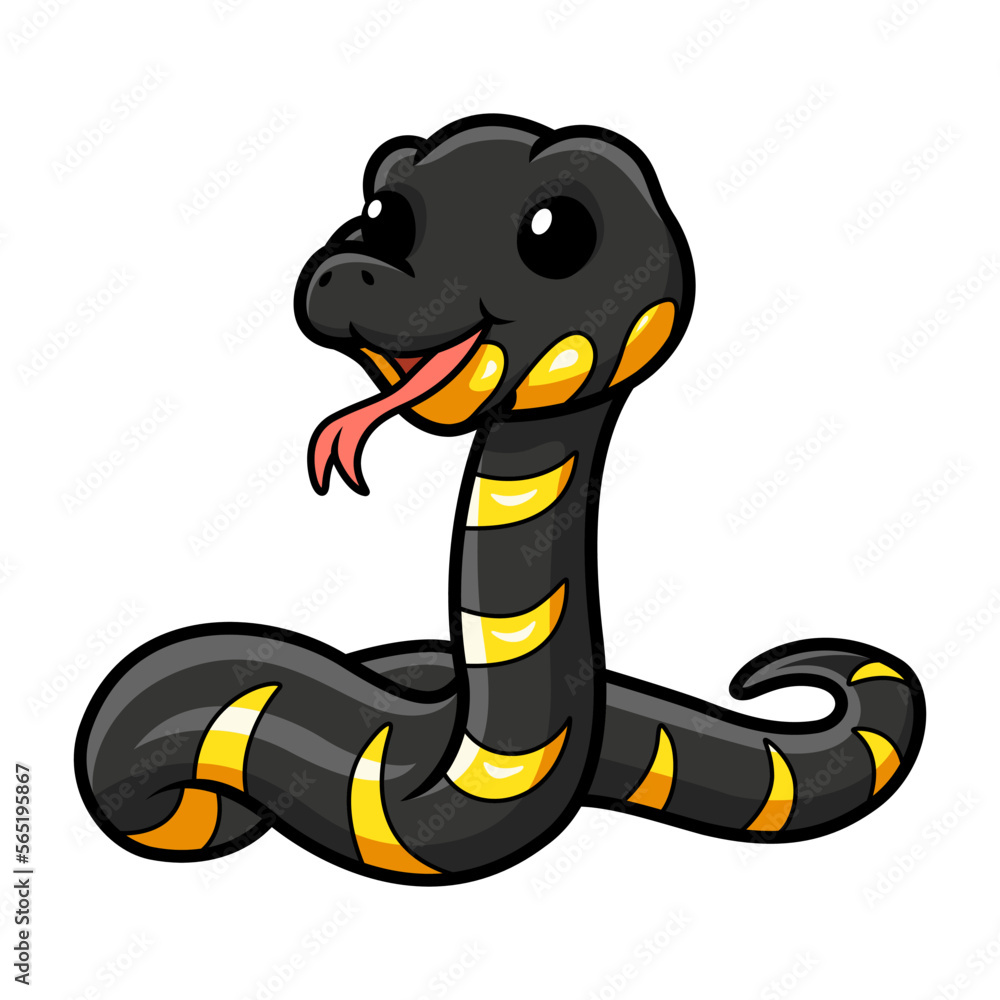 Fototapeta premium Cute happy mangrove snake cartoon