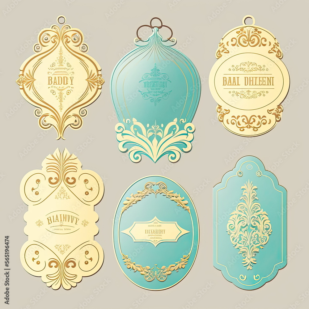 Fototapeta premium Collection set of label ornament vector illustration, Made by AI,Artificial intelligence
