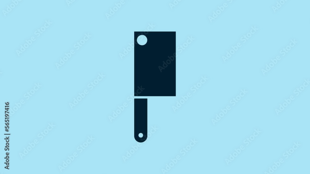 Blue Meat chopper icon isolated on blue background. Kitchen knife for meat. Butcher knife. 4K Video motion graphic animation Blue Meat chopper icon isolated on blue background. Kitchen knife for meat. Butcher knife. 4K Video motion graphic animation