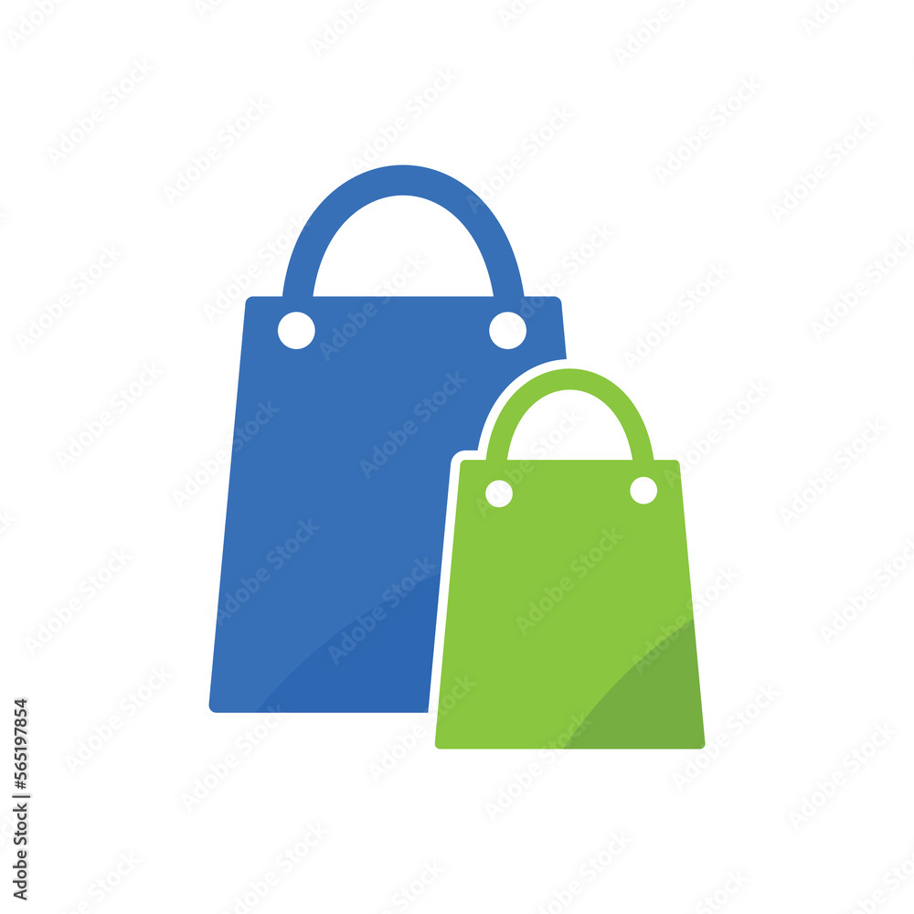 Shopping bags icon. Vector illustration includes two variations of the icon one in blue and one a green. Shopping bags icon. Vector illustration includes two variations of the icon one in blue and one a green.