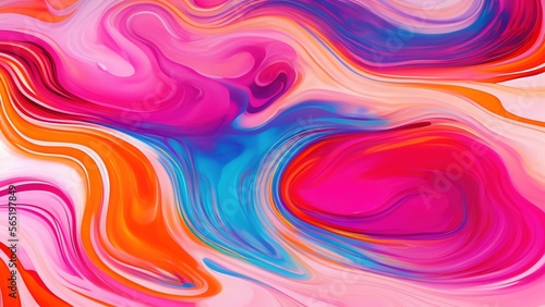 Abstract Background fluid art painting, Blend of pink, orange and white colors