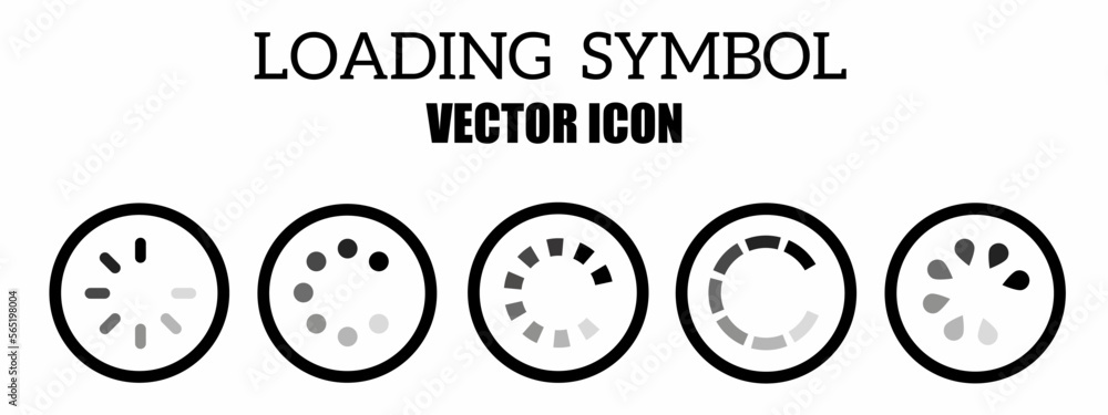 Loading symbol icon template set isolated white background. Stock vector illustration. Loading symbol icon template set isolated white background. Stock vector illustration.
