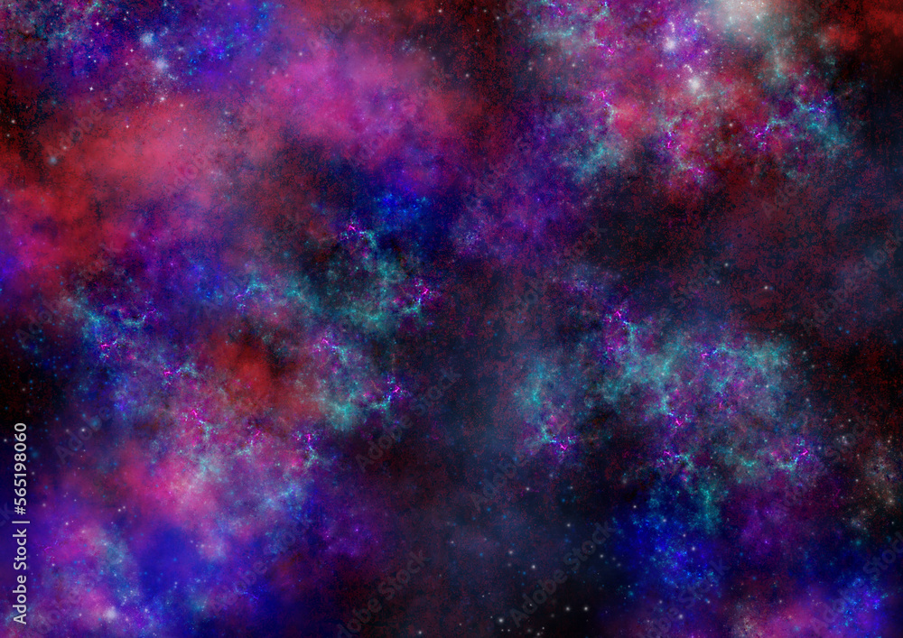 Naklejka premium 紫と青の怪しい宇宙の背景イラスト