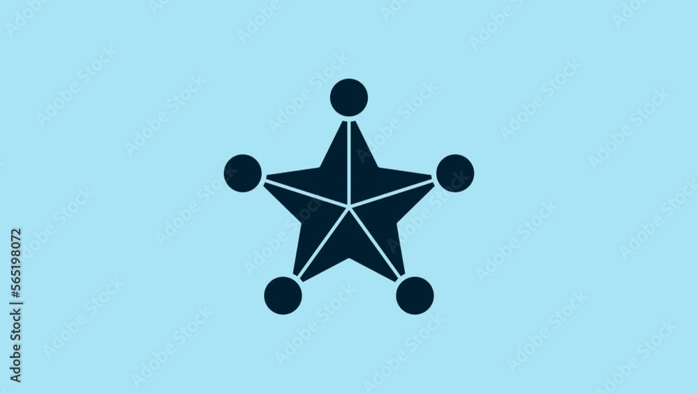 Blue Hexagram sheriff icon isolated on blue background. Police badge icon. 4K Video motion graphic animation Blue Hexagram sheriff icon isolated on blue background. Police badge icon. 4K Video motion graphic animation