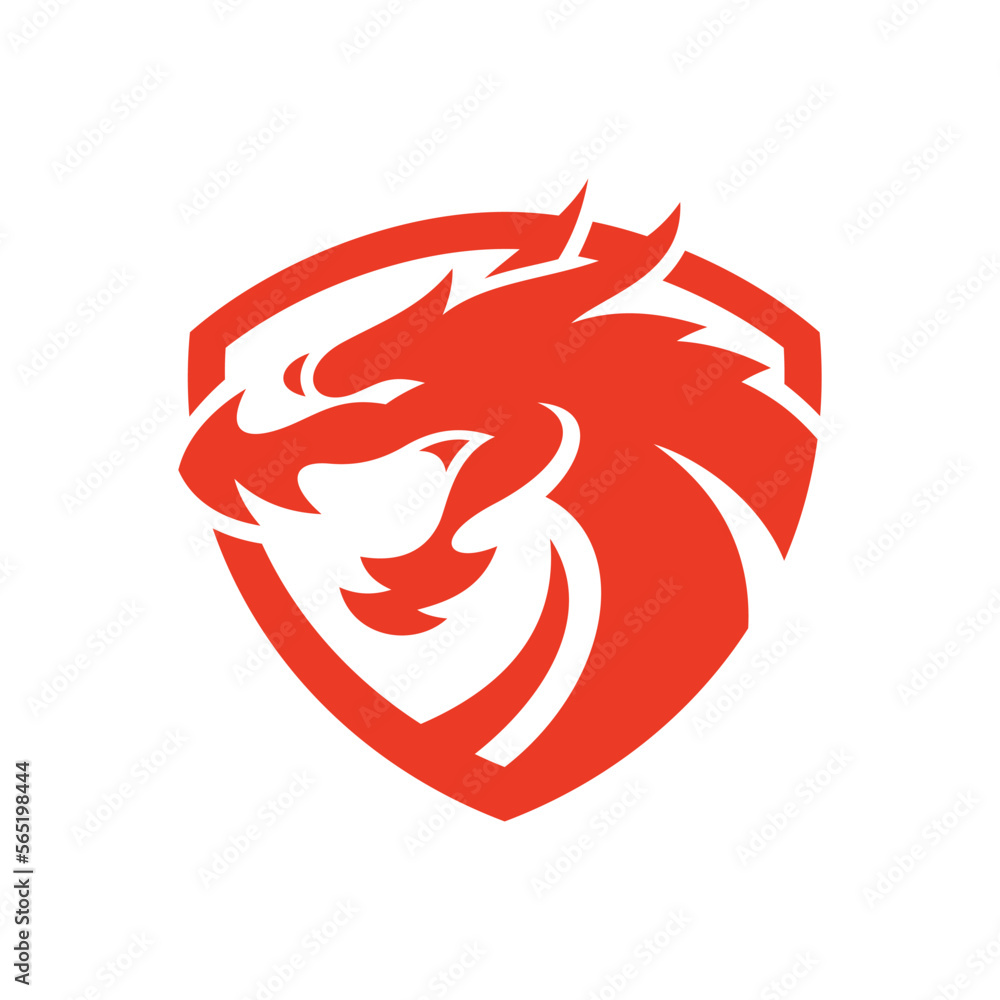 Dragon shield logo design, dragon mascot vector icon Dragon shield logo design, dragon mascot vector icon
