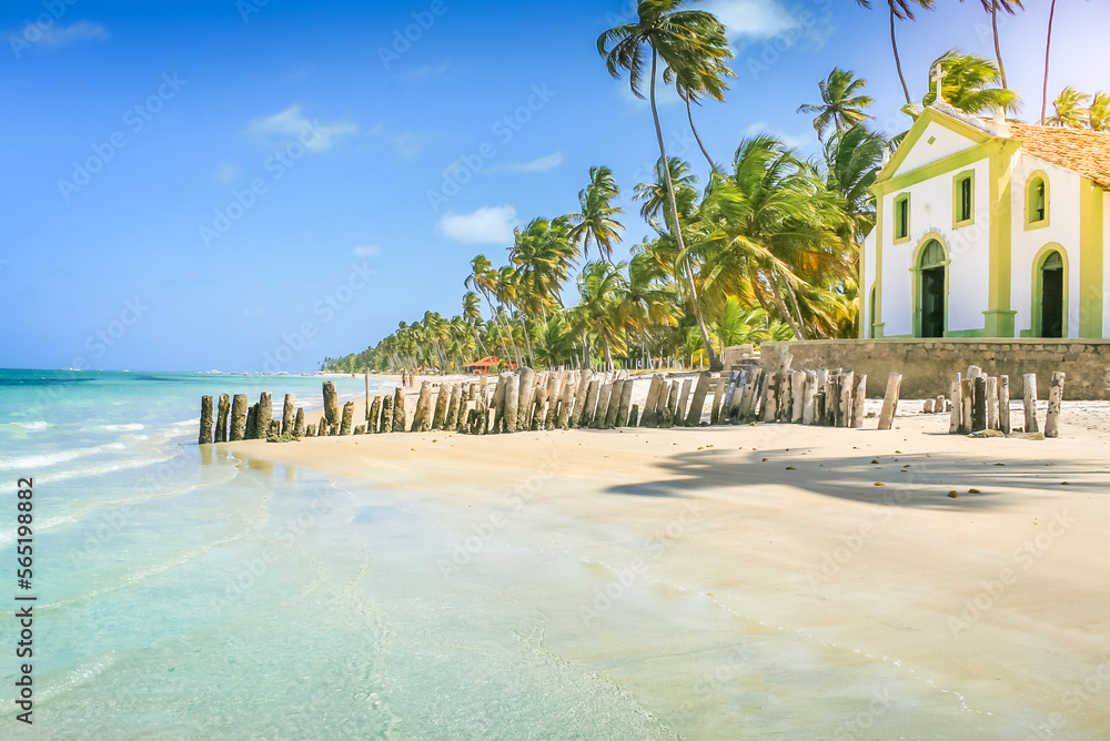 Carneiros Beach and Chapel in Pernambuco, Northeastern Brazil, South America