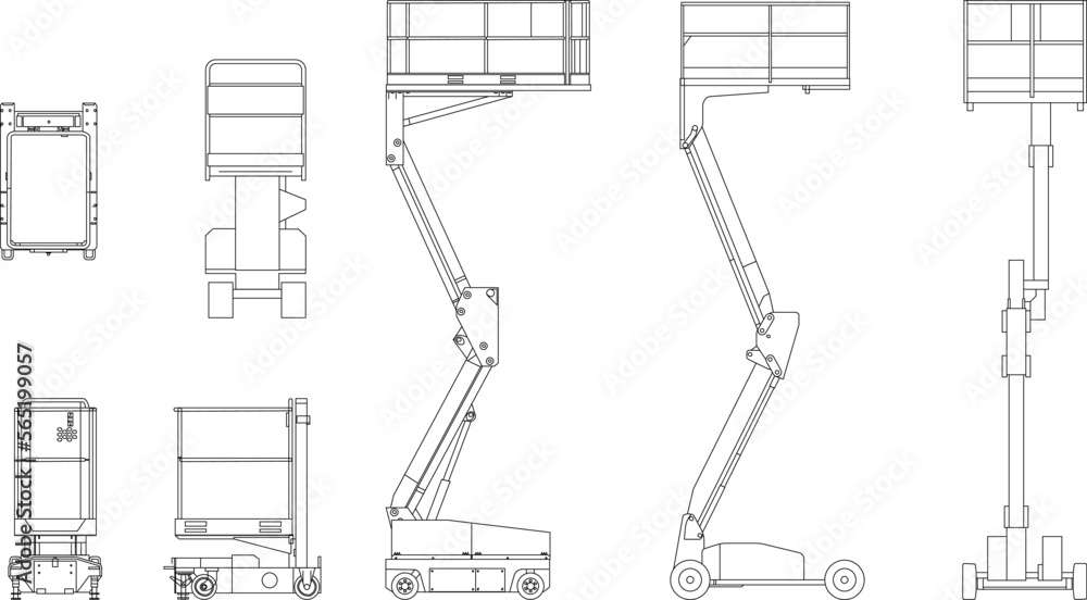 Vector sketch of a heavy equipment car lift carrying a load of 10 tons Vector sketch of a heavy equipment car lift carrying a load of 10 tons