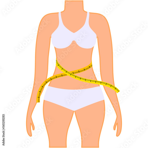 icon with weight loss silhouette meter. Flat design. Vector illustration.