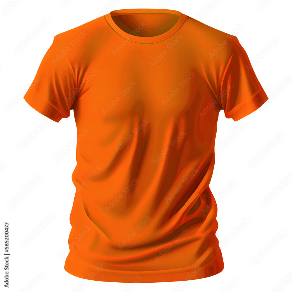 A transparent, editable orange t-shirt template. Perfect for textile