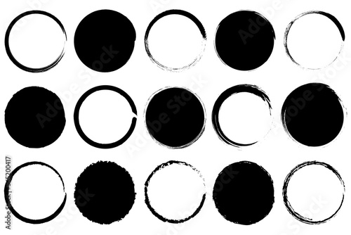 Watercolor brush circles for banner design. Circle frame set. Round shape. Vector illustration.