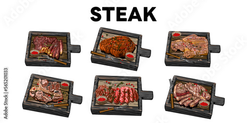 steak vector set collection graphic clipart design