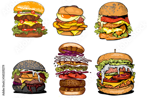 Burger vector set collection graphic clipart design