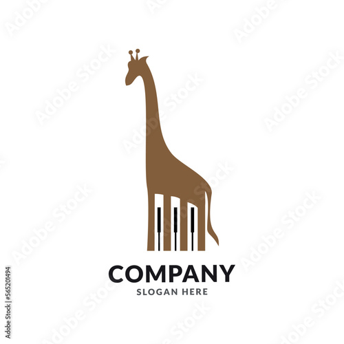 Giraffe piano logo vector silhouette icon