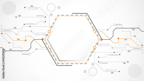 white grey polygon technology background abstract. technology with line digital color grey, orange, dot, hi-tech, vector. polygon technological for web banner, background, object. 