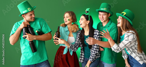Friends with beer on green ...