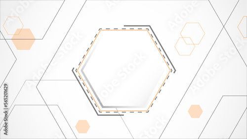 white grey polygon technology background abstract. technology with line digital color grey, orange, dot, hi-tech, vector. polygon technological for web banner, background, object. 
