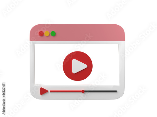 3D video media player isolated on transparent background PNG file format.