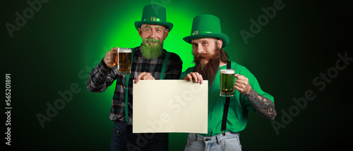Bearded men with blank post...