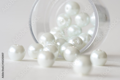 Pearl Beads Spilled from a Jar