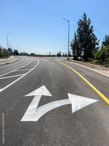 Road with direction marks i...