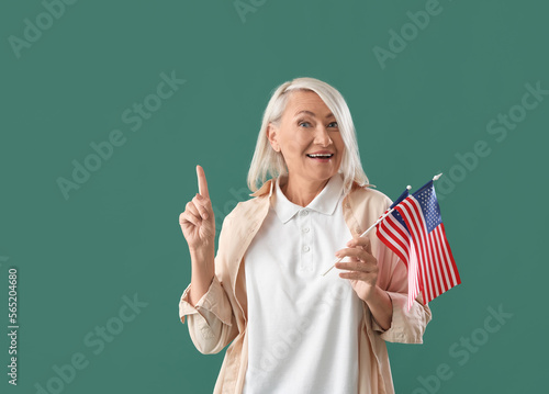 Mature woman with USA flags...