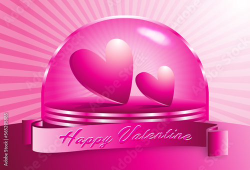Valentines day background with product display and Heart Shaped