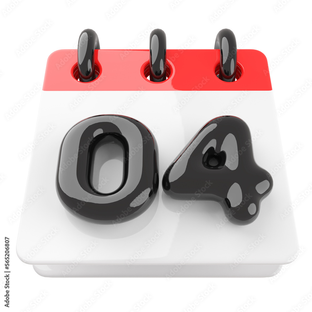3D Calendar Icon 4th Day Of Month with generative AI 3D Calendar Icon 4th Day Of Month with generative AI